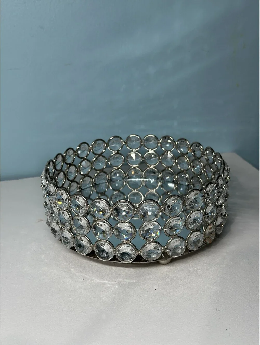 Rhinestone Wine/Candle Coasters From Z Gallerie Clear Faceted Bling 6